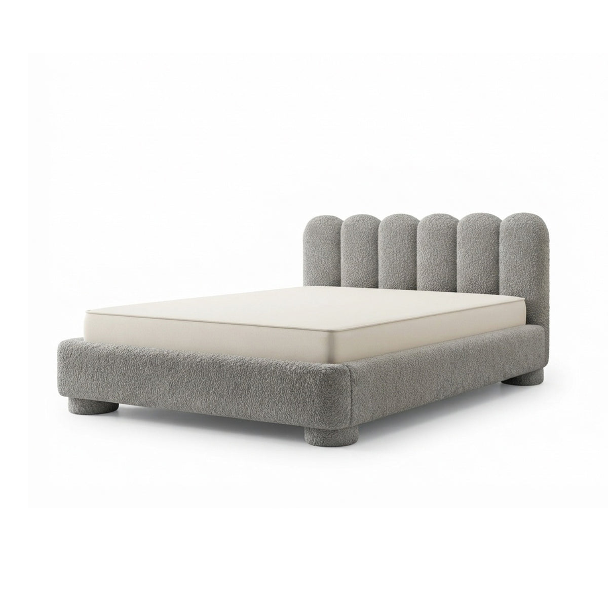 Lattri upholstered bed 120x200–200x200 with storage in modern organic style, Coral fabric – colour Desert Gray (CORAL 75) | Pillovely