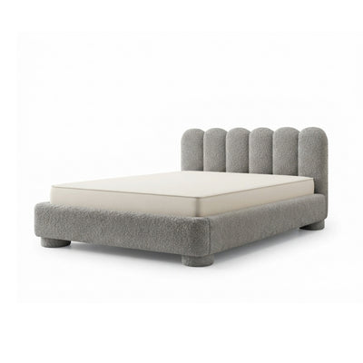 Lattri upholstered bed 120x200–200x200 with storage in modern organic style, Coral fabric – colour Desert Gray (CORAL 75) | Pillovely