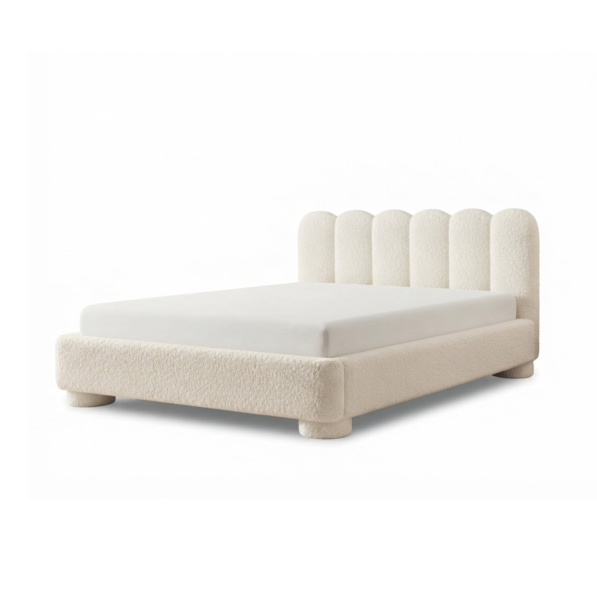 Lattri upholstered bed 120x200–200x200 with storage in modern organic style, Coral fabric – colour Linen Beige (CORAL 15) | Pillovely