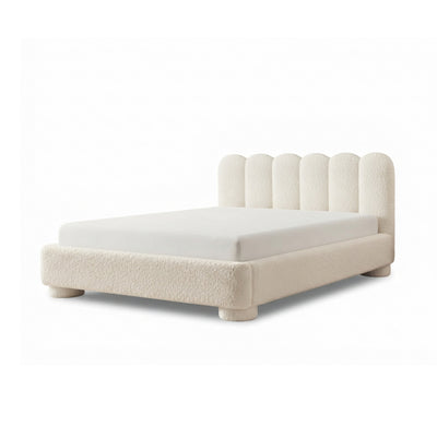 Lattri upholstered bed 120x200–200x200 with storage in modern organic style, Coral fabric – colour Linen Beige (CORAL 15) | Pillovely