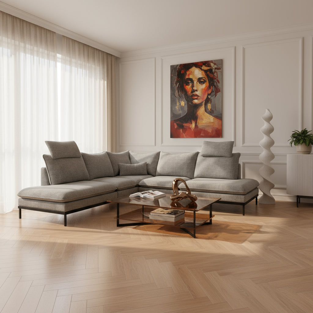 Narożnik Premium 4-osobowy 293×198 cm w stylu eleganckim | Leafy