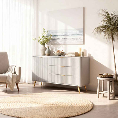 Komoda 138x81 z szufladami i drzwiami w stylu eleganckim | Laanti
