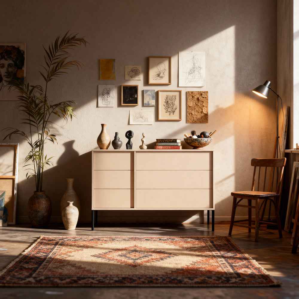 Komoda 137x81 z 6 szufladami w stylu minimalistycznym | Dust