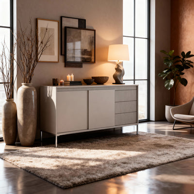 Komoda z drzwiami i szufladami 154x81 w stylu japandi | Senra