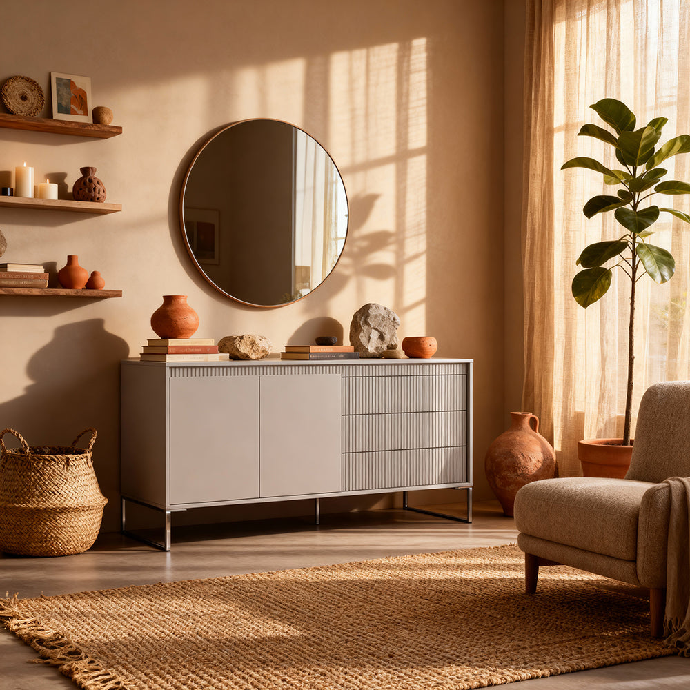 Komoda z drzwiami i szufladami 187x81 w stylu japandi | Senra