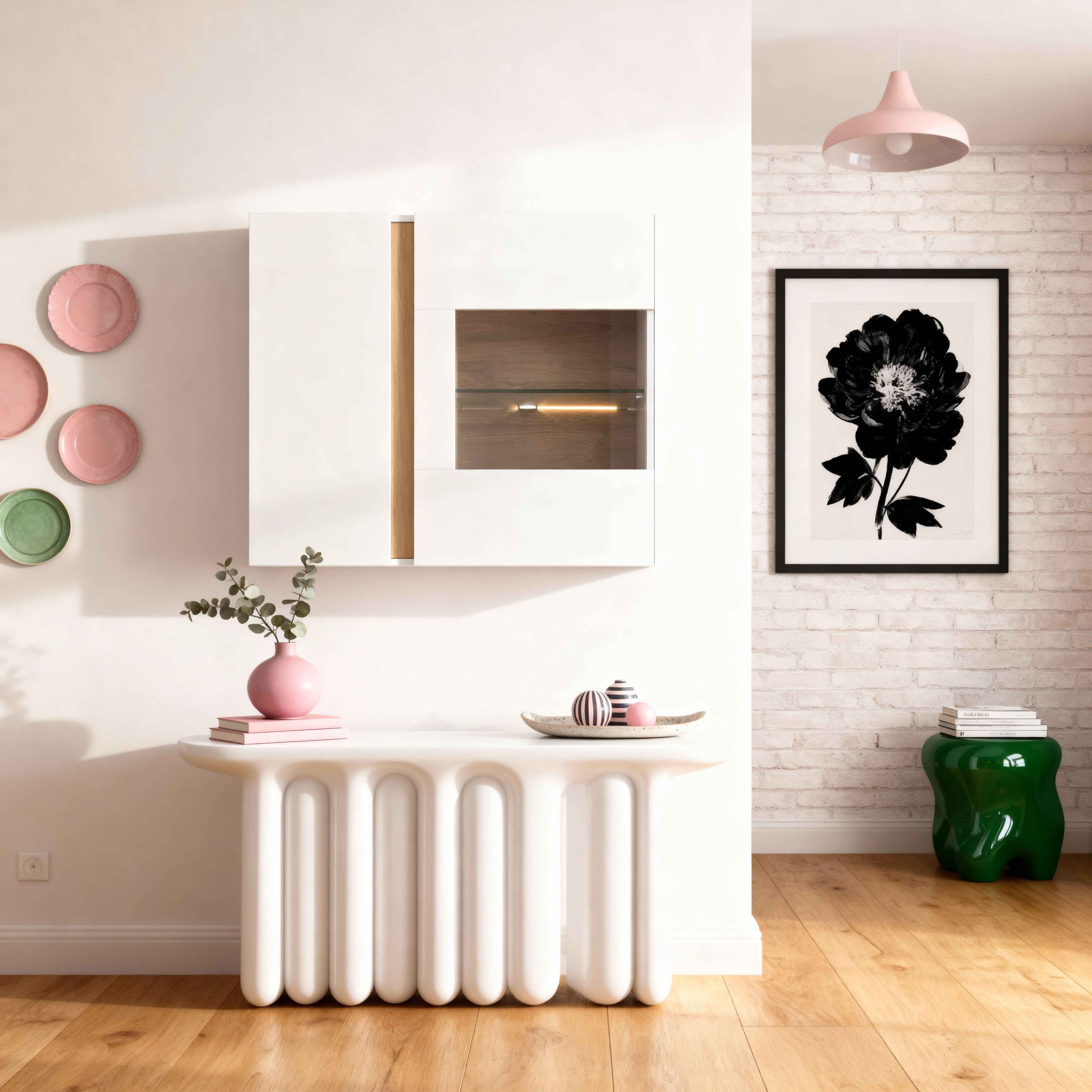 Witryna wisząca przeszklona 97x83 cm w stylu minimalistycznym | Armelia