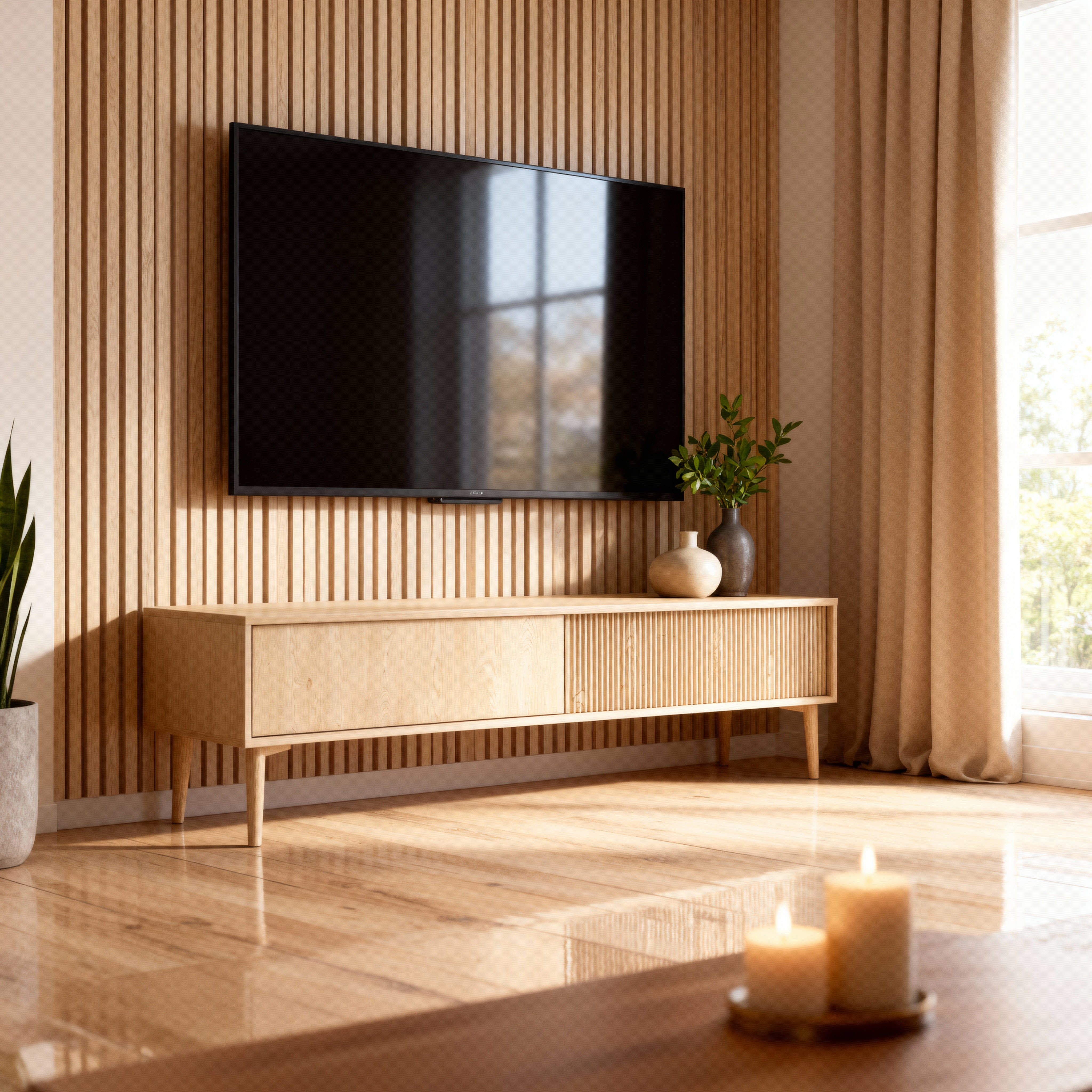 Szafka RTV 187x52 w stylu japandi | Viola