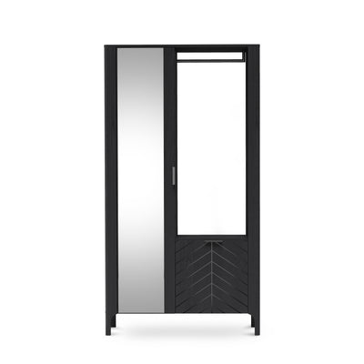 EKLIPSO wardrobe 105x197 with mirror in a modern style, colour Black – front view | Pillovely