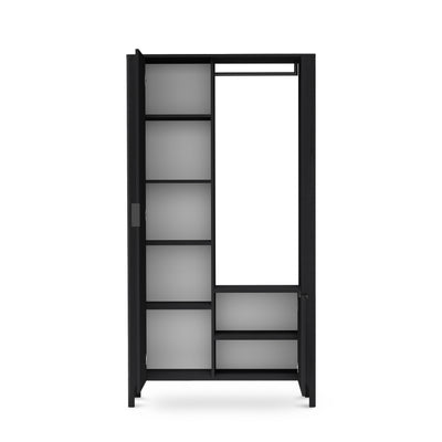 EKLIPSO wardrobe 105x197 with mirror in a modern style, colour Black – open view | Pillovely