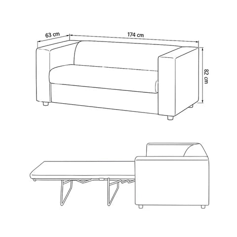 Sofa 2-osobowa z funkcją spania 174 cm – kompaktowa, sztruksowa, nowoczesna | July