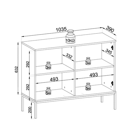 Komoda z drzwiami 104x83 w stylu loft | Lampy