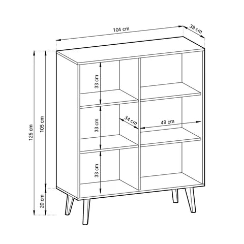 Komoda z drzwiami 104x125 w stylu industrialnym - dąb Artisan/czarny, push-to-open, skośne nóżki | Las
