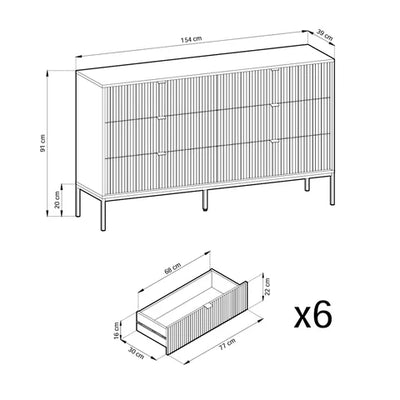 Komoda szufladami 154x91 w stylu glamour | Roza