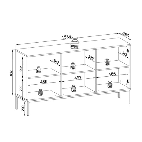 Komoda z drzwiami 154x83 w stylu loft - dąb Wotan/czarny, LED, szkło antisol | Lampy