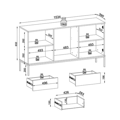 Sideboard with drawers and doors 154x83 in loft style | Lampy
