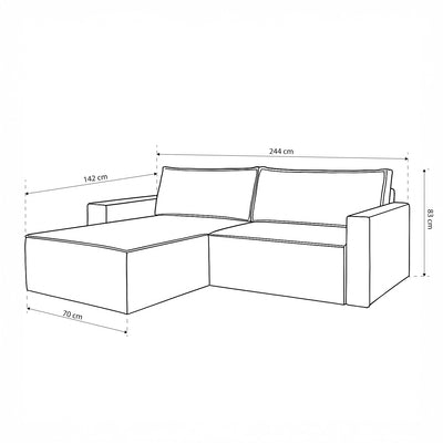 Universal corner sofa with sleeping function 3-seater 200x142–154 in loft style | Agi