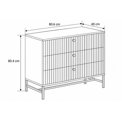 Bambouz chest of drawers 81x81 – dimensional drawing showing width, height and depth