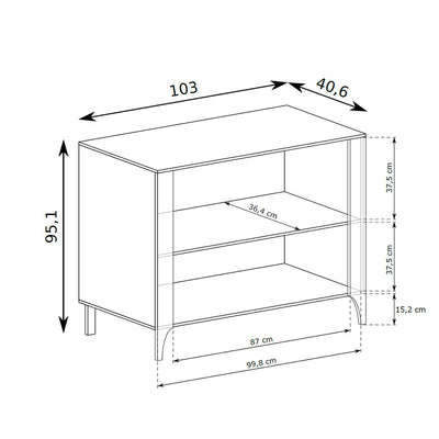 EKLIPSO sideboard 103x95 with a two-door front in a modern style – dimension drawing | Pillovely