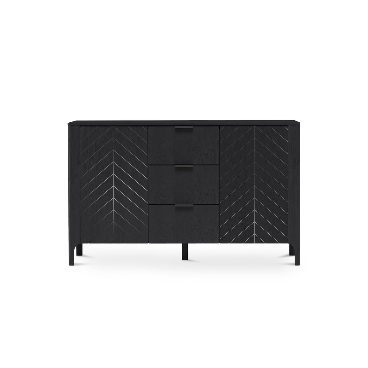 EKLIPSO sideboard 153x95 with herringbone fronts in a modern style – colour Black | Pillovely