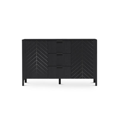 EKLIPSO sideboard 153x95 with herringbone fronts in a modern style – colour Black | Pillovely