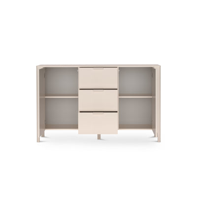 EKLIPSO sideboard 153x95 with herringbone fronts in a modern style, colour Cashmere – open view | Pillovely