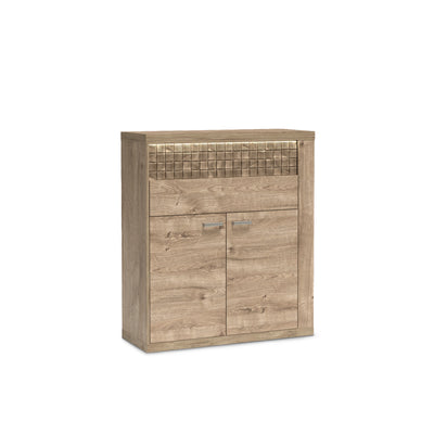 Korin sideboard 102x119 with LED – warm light above the ribbed front, sideboard with LED lighting