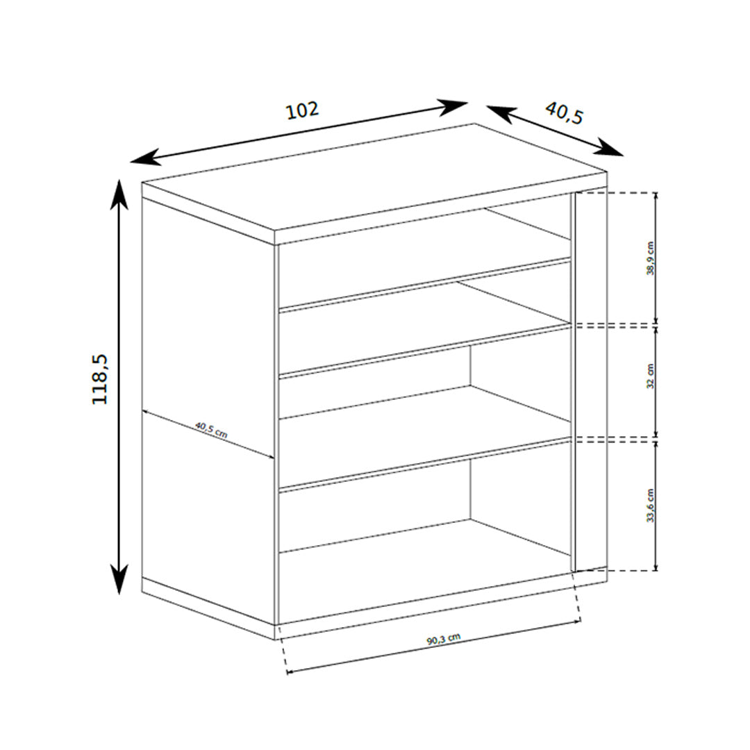 Korin sideboard 102x119 – dimension drawing with width, height and depth