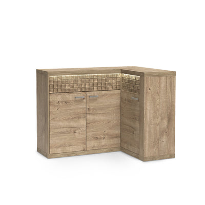 Korin sideboard 132x99 with LED – warm light above the ribbed front, sideboard with LED lighting