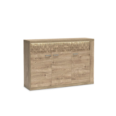 Korin sideboard 147x99 with LED – warm light above the ribbed front, sideboard with LED lighting