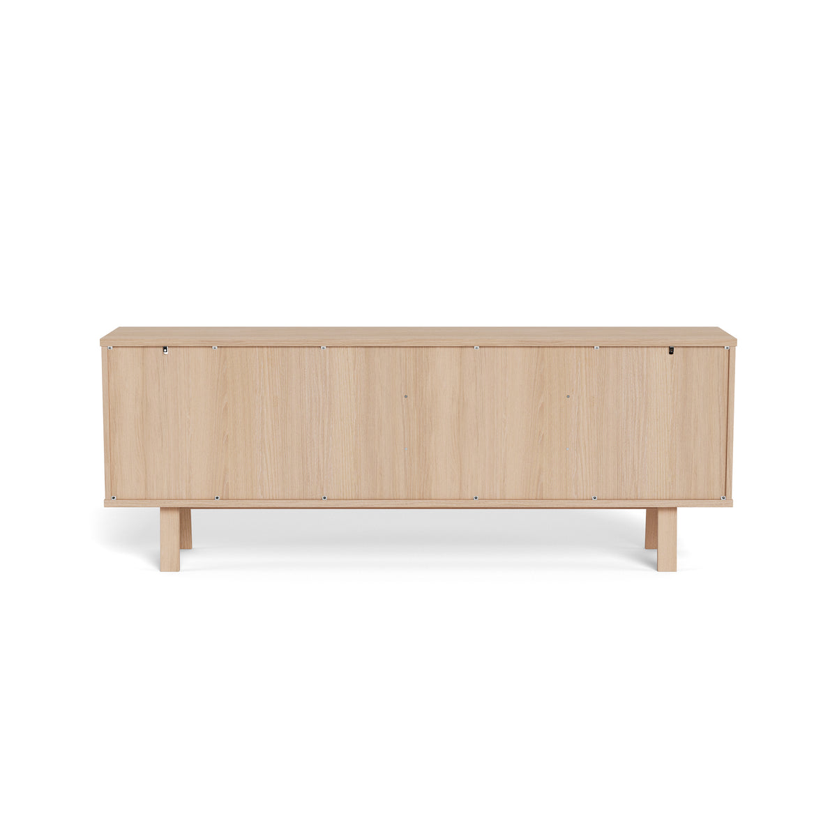 Lurisse chest of drawers, 200x75, bleached oak – rear view showing the solid back panel of the chest of drawers on legs