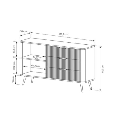 Komoda 138x81 z szufladami i drzwiami w stylu eleganckim | Laanti