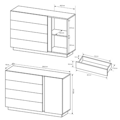 Komoda 138x91 w stylu minimalistycznym | Armelia