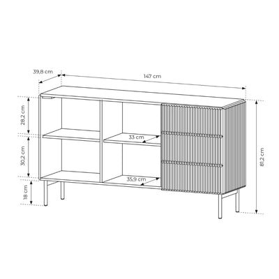 Komoda z drzwiami i szufladami 147x81 w stylu nowoczesnym | MuzZI