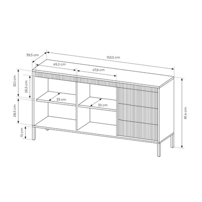 Komoda z drzwiami i szufladami 154x81 w stylu japandi | Senra