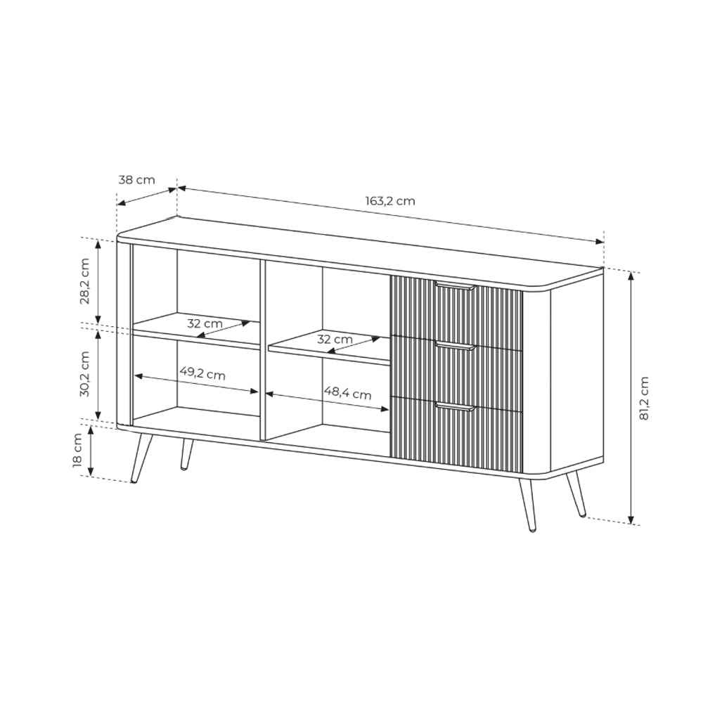 Komoda 163x81 z szufladami i drzwiami w stylu eleganckim | Laanti