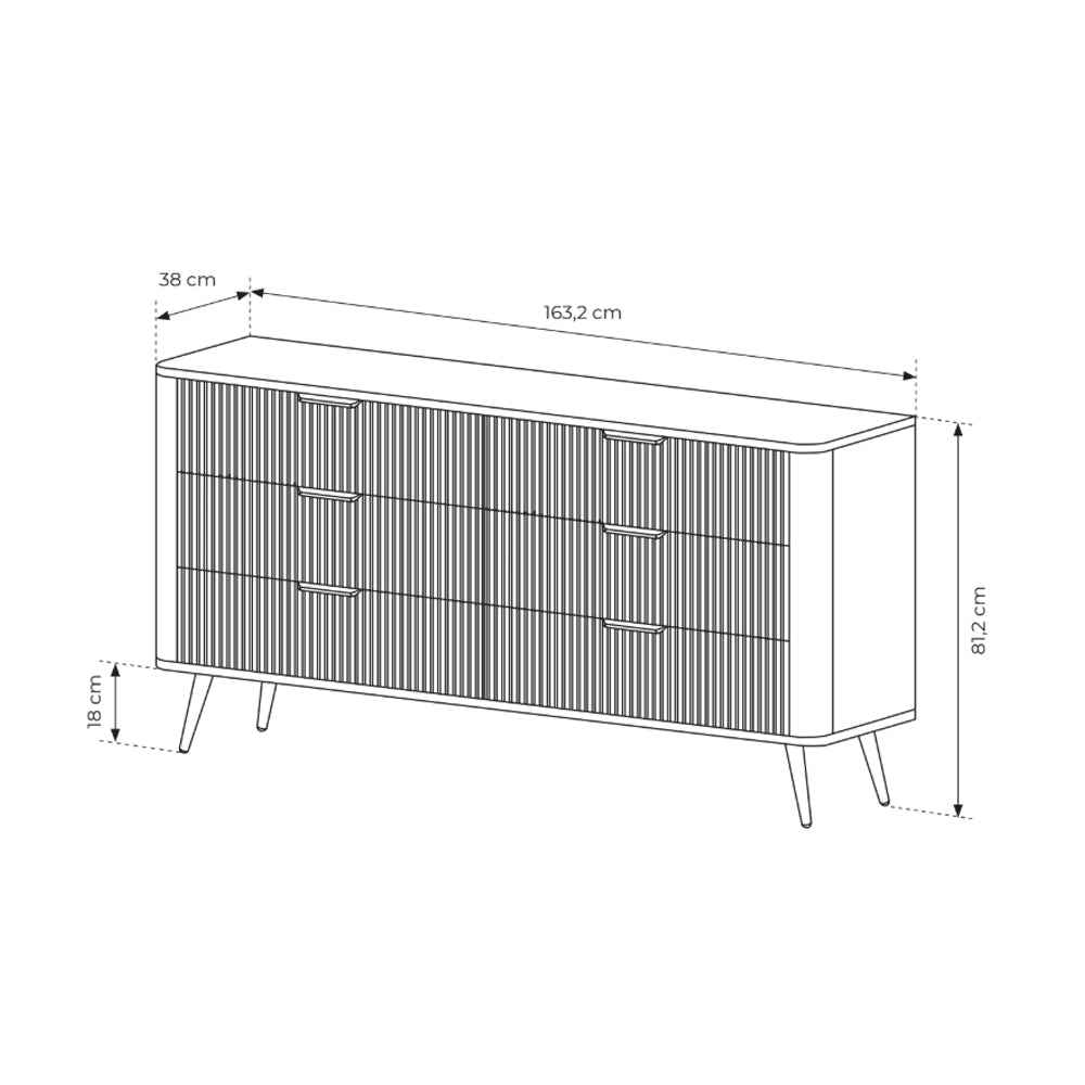 Komoda 163x81 z 6 szufladami w stylu eleganckim | Laanti
