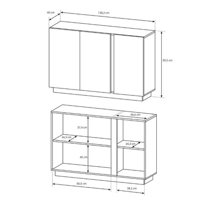 Komoda z drzwiami 138x91 w stylu nowoczesnym | Armelia