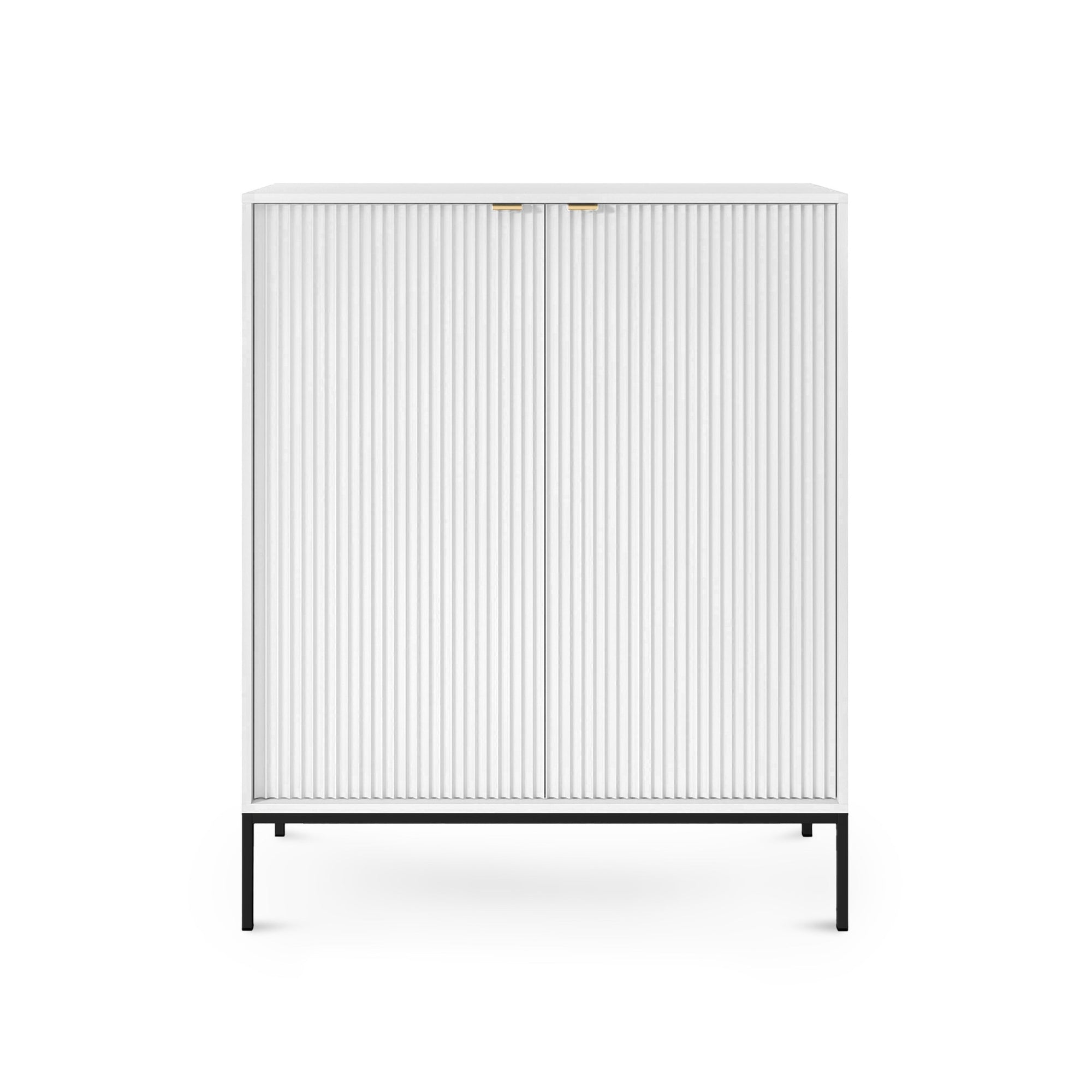Komoda 104x125 w stylu nowoczesnym - ryflowane fronty MDF, metalowe nogi, cichy domyk | Roza