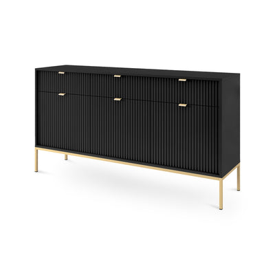 Komoda 154x83 w stylu glamour | Roza Czarny Złota