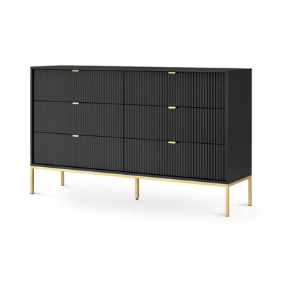 Komoda szufladami 154x91 w stylu glamour | Roza Czarny Złota