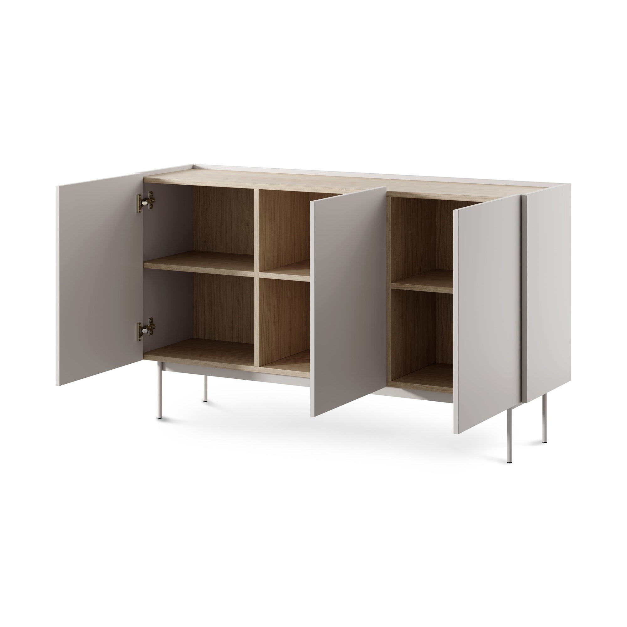 Komoda 144x83 w stylu nowoczesnym - bezuchwytowe fronty, cichy domyk, metalowe nogi | Bema