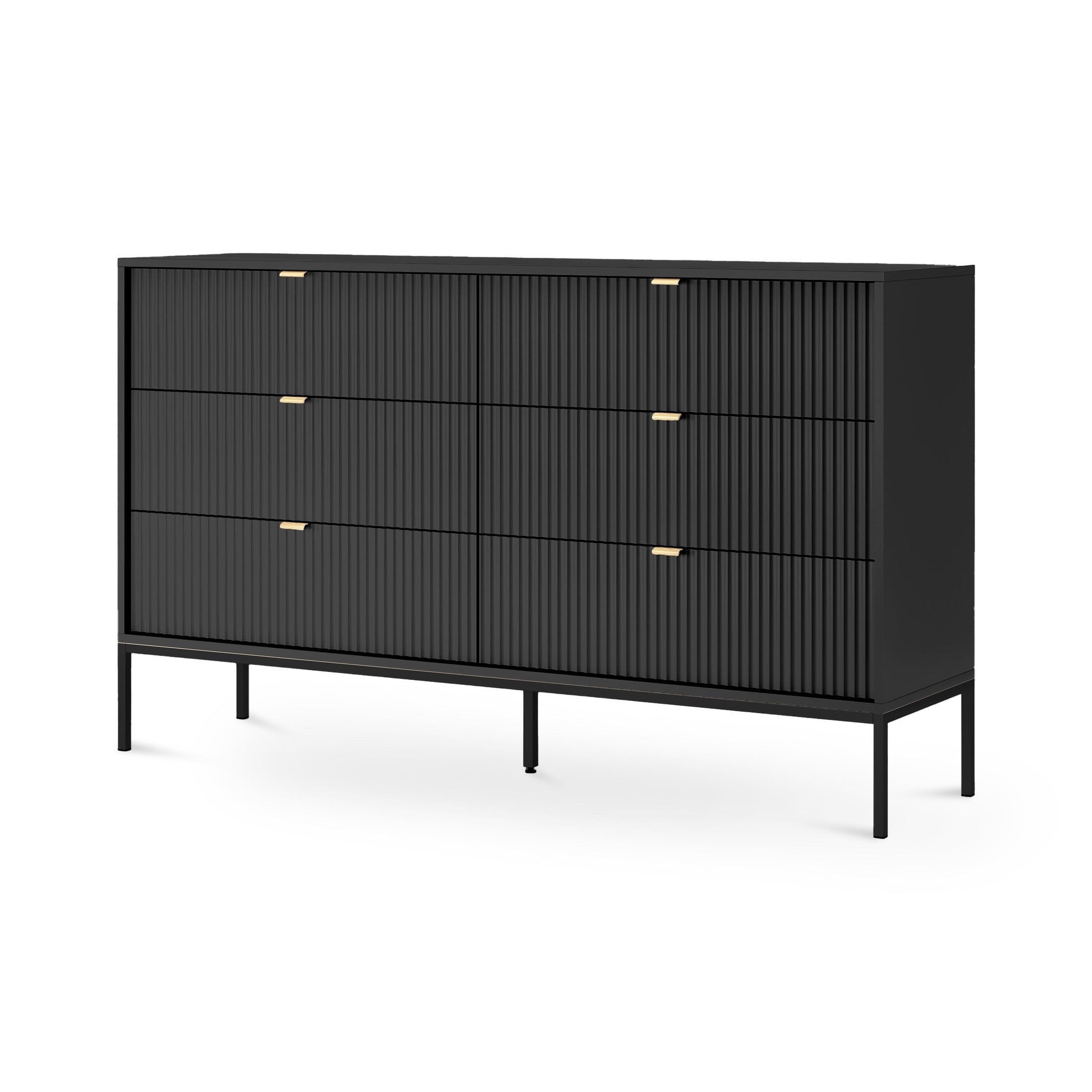 Komoda szufladami 154x91 w stylu glamour | Roza Czarny Czarny