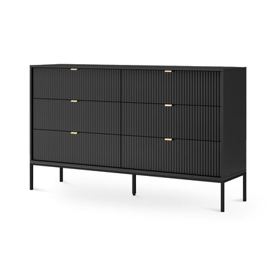 Komoda szufladami 154x91 w stylu glamour | Roza Czarny Czarny