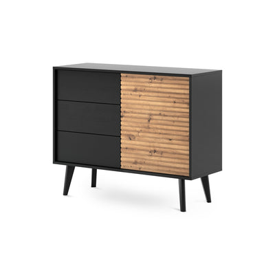 Komoda z szufladami i drzwiami 104x83 w stylu industrialnym | Las