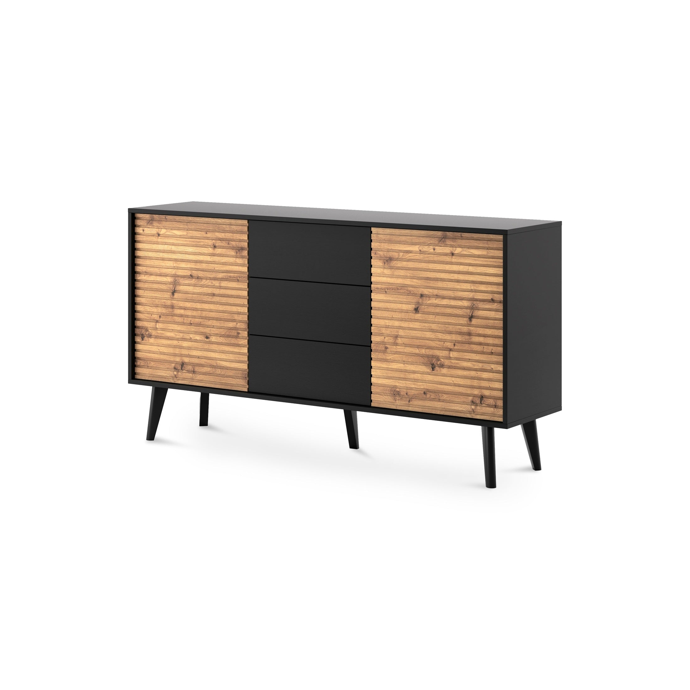 Komoda 154x83 z szufladami i drzwiami w stylu loft | Las