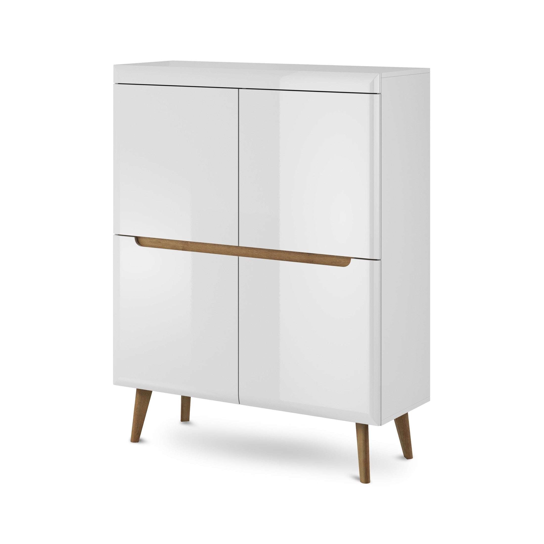 Komoda 107x134 w stylu skandynawskim | Trava Biały Połysk Dąb Riviera