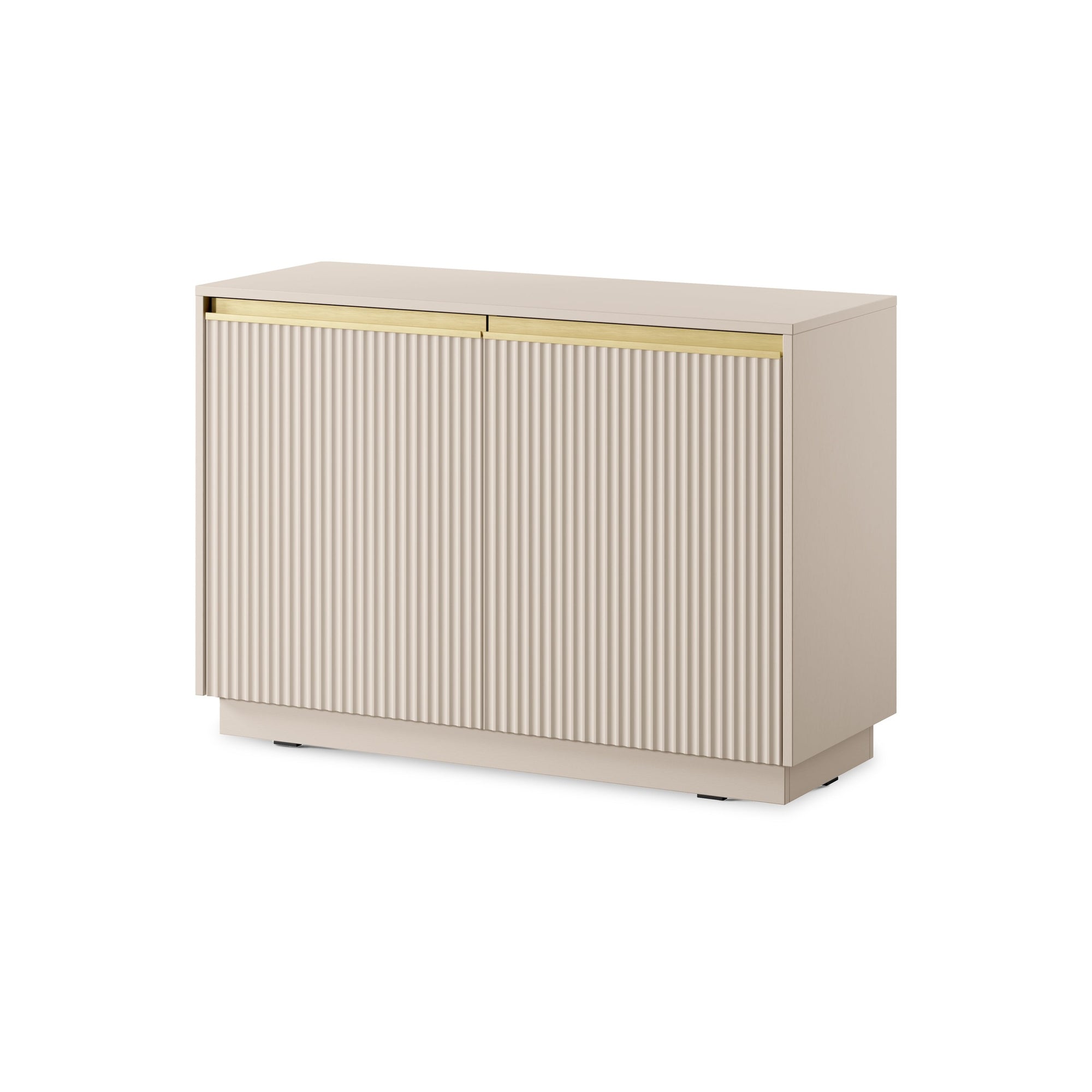Komoda 104x72 w stylu nowoczesnym - frezowane fronty MDF, złote uchwyty, kompaktowa forma | Westa Beżowy