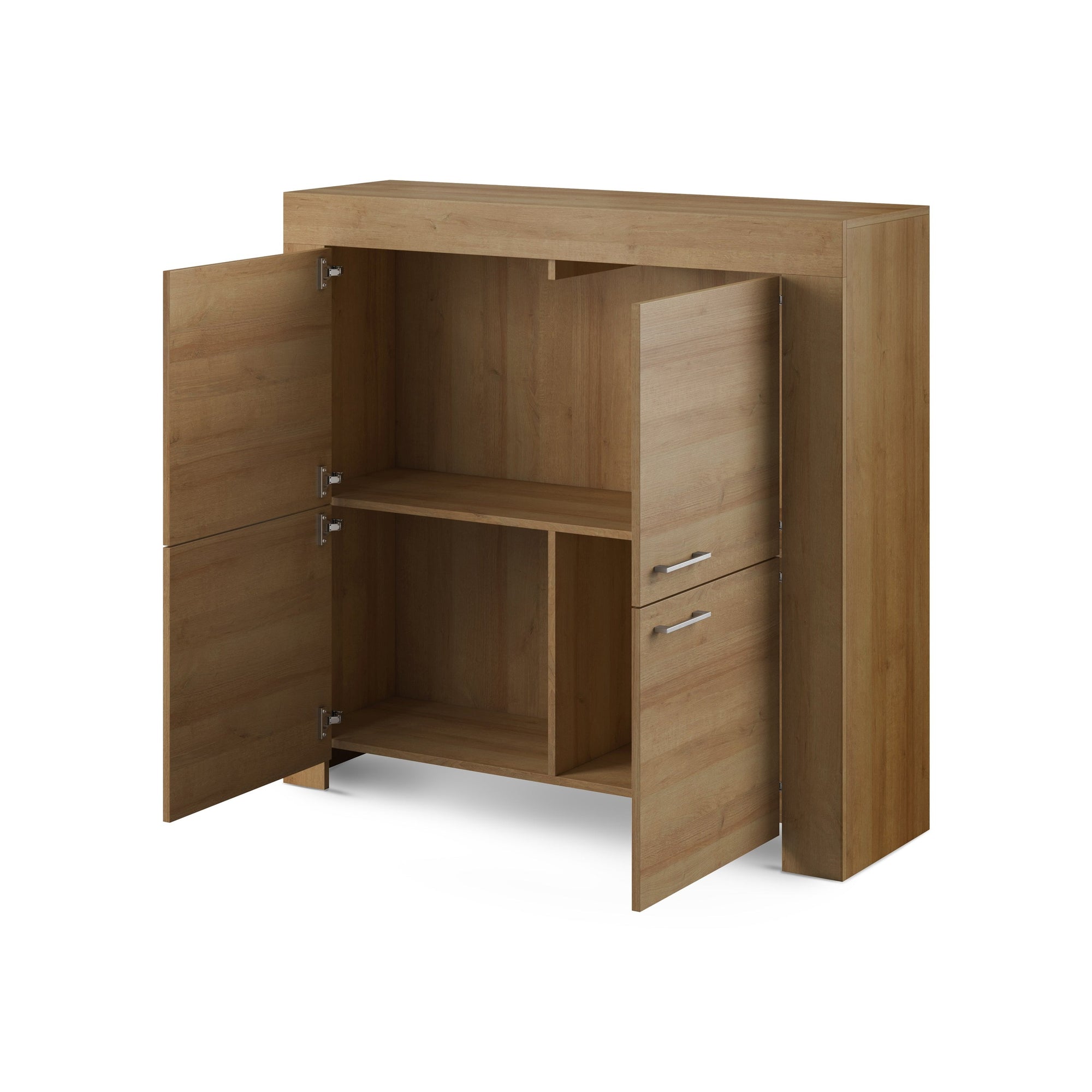 Komoda do przechowywania 120x117 w stylu skandynawskim - dekor dąb riviera, minimalistyczne fronty | Gorky