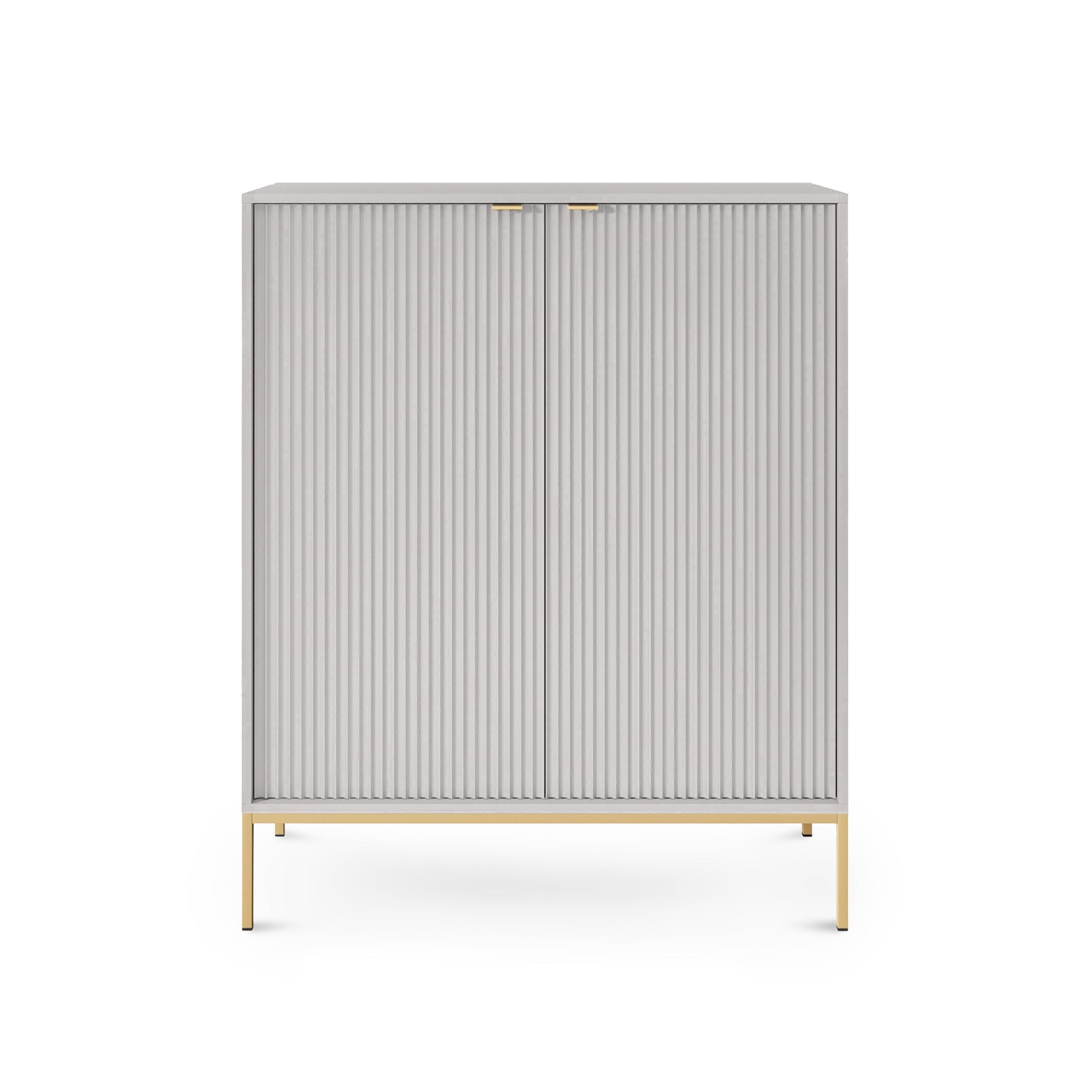 Komoda 104x125 w stylu nowoczesnym - ryflowane fronty MDF, metalowe nogi, cichy domyk | Roza