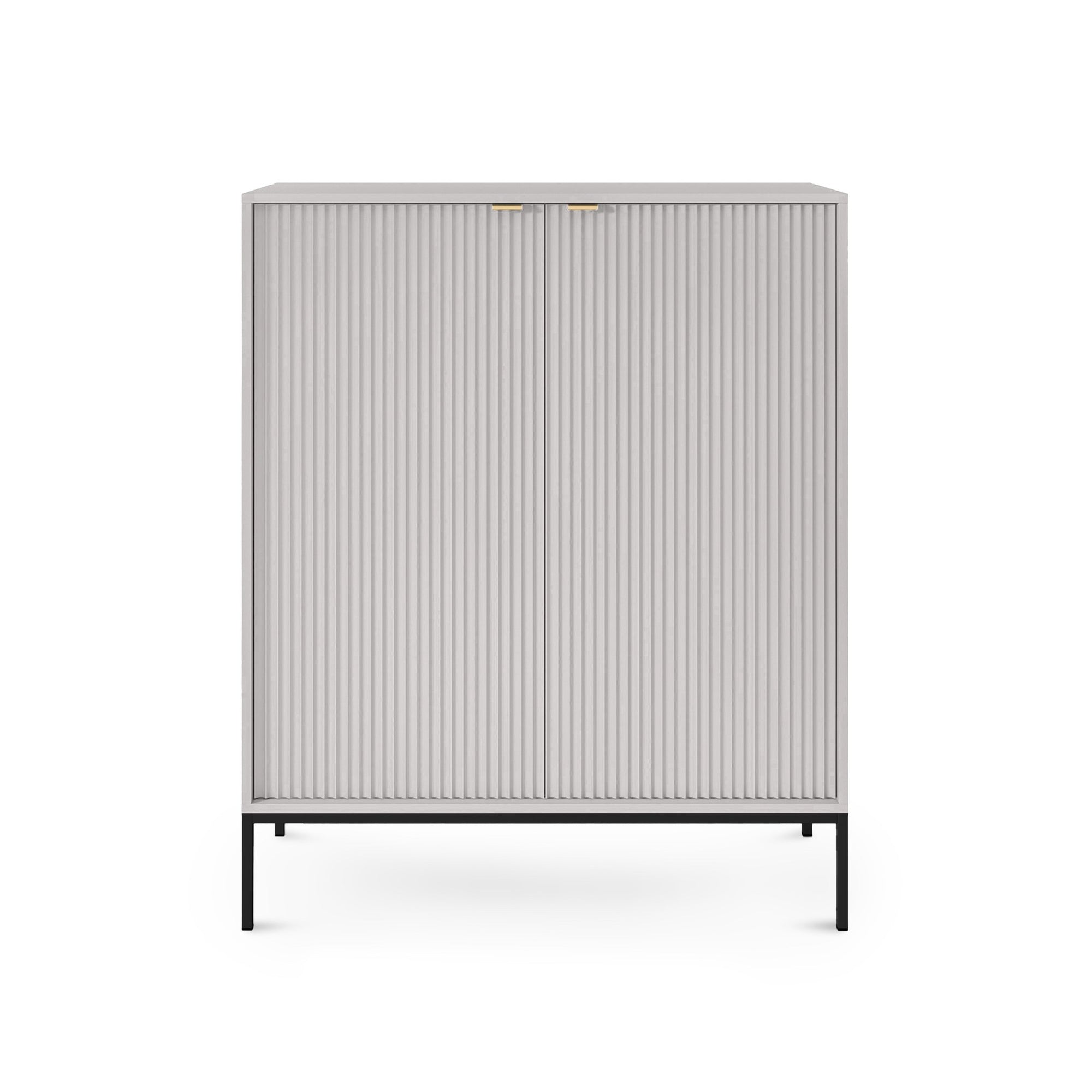 Komoda 104x125 w stylu nowoczesnym - ryflowane fronty MDF, metalowe nogi, cichy domyk | Roza